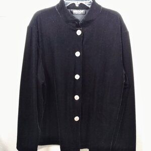 RIGGS NEW YORK longsleeve Black Velvet Button Down Top